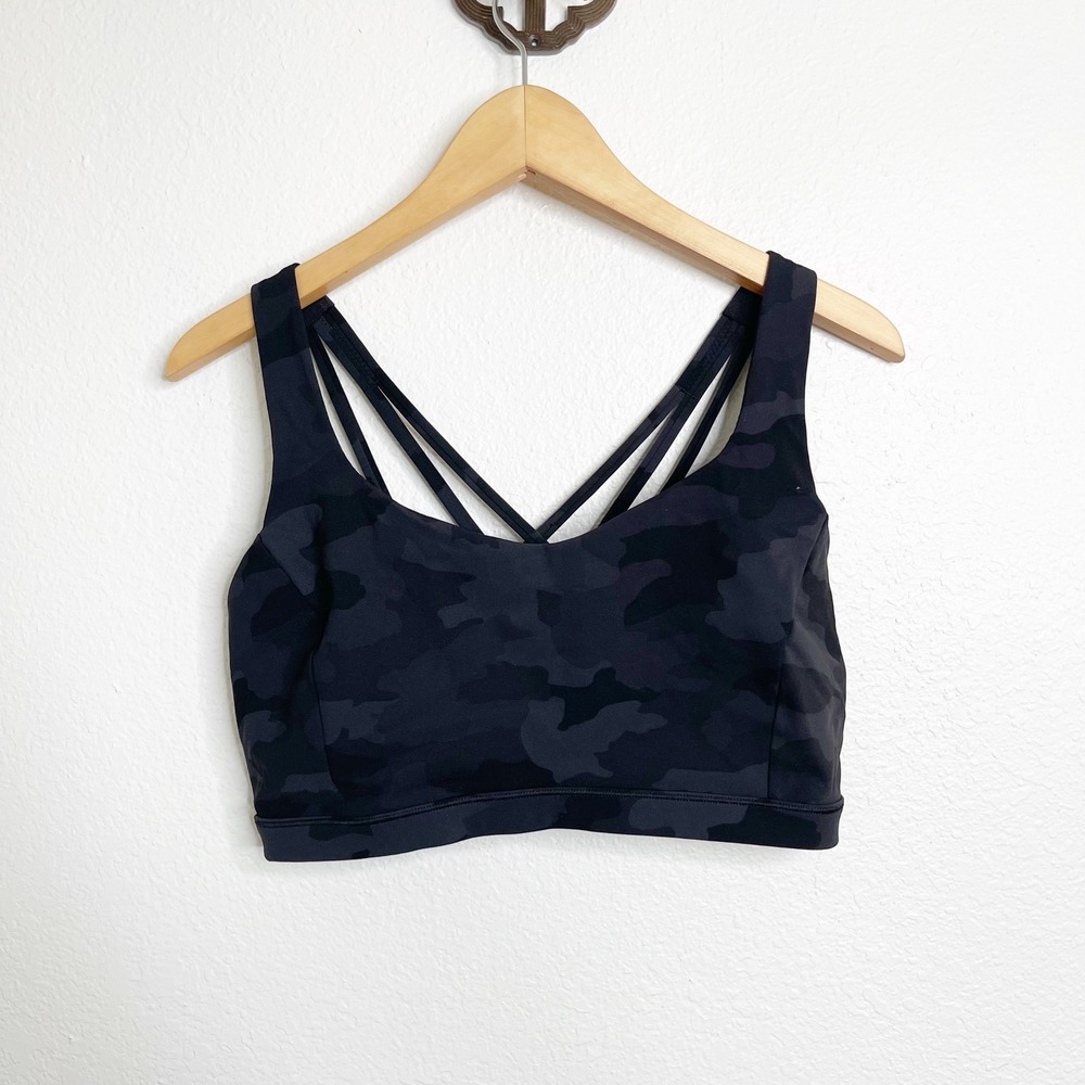 Lululemon Free To Be Serene Bra 14 Heritage 365 Camo Deep Coal Multi Strappy